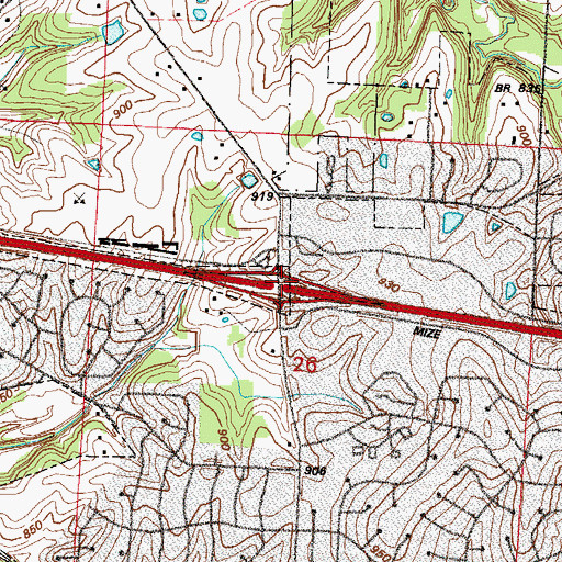 Topographic Map of Kings Ridge Shopping Center, MO