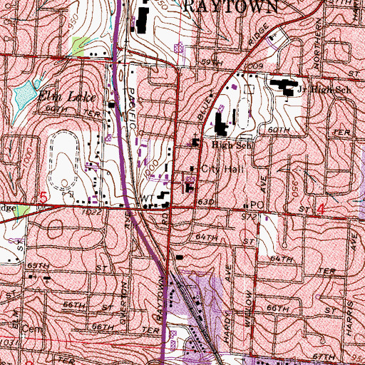 Topographic Map of Raytown Plaza, MO