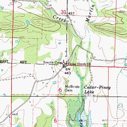 Topographic Map of Smith Family Cemetery, AR