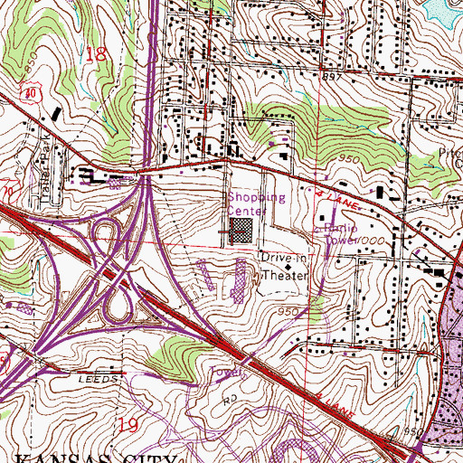 Topographic Map of Blue Ridge Mall, MO