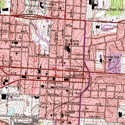 Topographic Map of Trinity Episcopal Church, MO