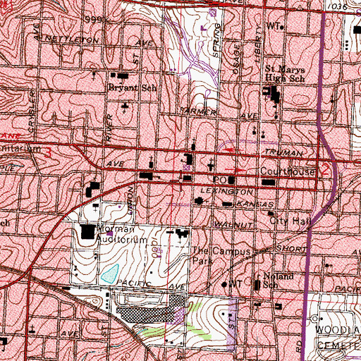 Topographic Map of First Presbyterian Church, MO
