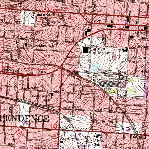 Topographic Map of Harry S Truman Railroad Station, MO