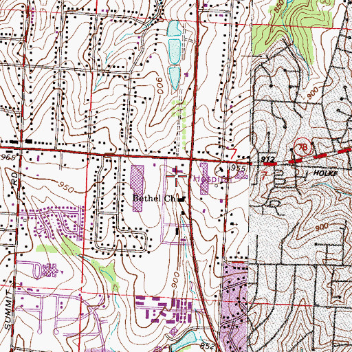 Topographic Map of Independence Corners Shopping Center, MO