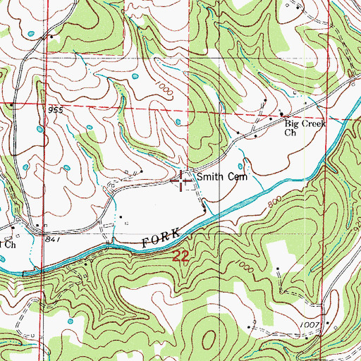 Topographic Map of Smith Cemetery, AR