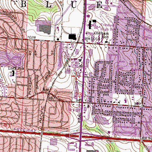Topographic Map of Noland Road Retail Center, MO