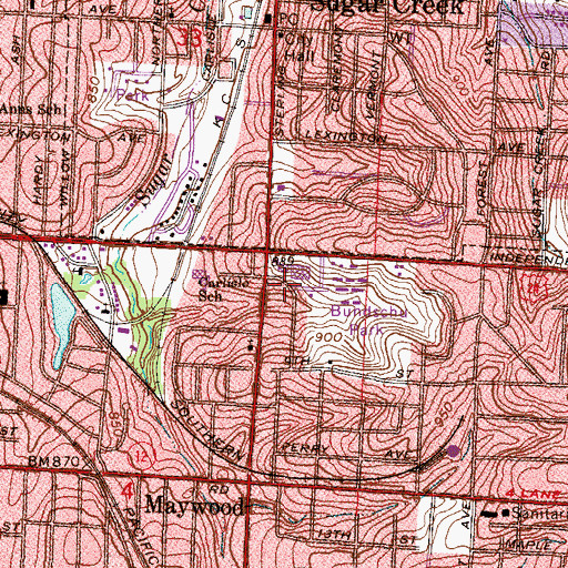 Topographic Map of Sterling Ridge Shopping Center, MO