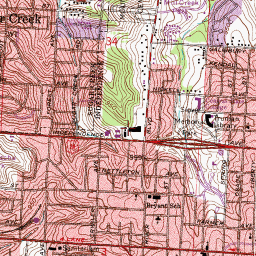 Topographic Map of Hi-way Twenty-four Shopping Center, MO
