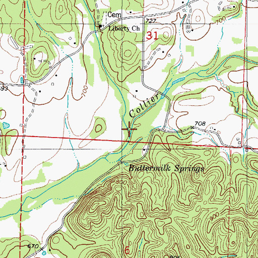 Topographic Map of Smith Creek, AR