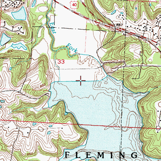 Topographic Map of Blue Springs Lake, MO