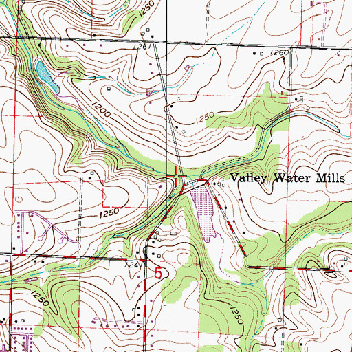 Topographic Map of Grandview Branch, MO