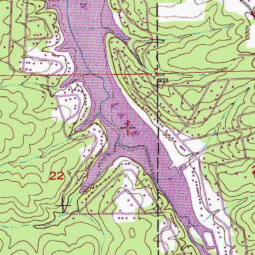 Topographic Map of Indian Lake, MO