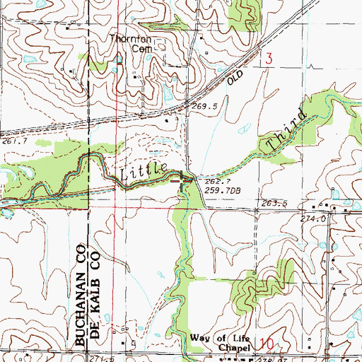 Topographic Map of Jordan Creek, MO