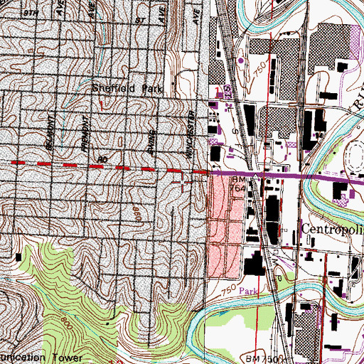 Topographic Map of Manchester School, MO