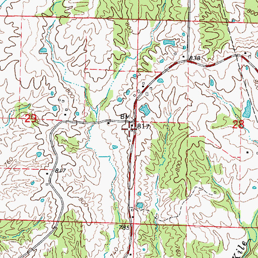 Topographic Map of Barnett School (historical), MO