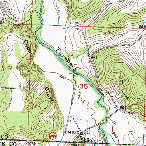 Topographic Map of North Sycamore Branch, MO