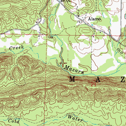 Topographic Map of Smith Creek, AR