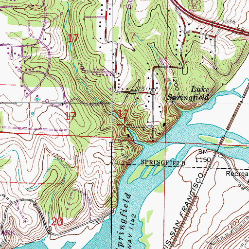 Topographic Map of Thompson Creek, MO
