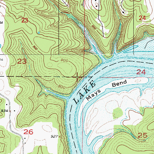 Topographic Map of Mays Bluff, MO