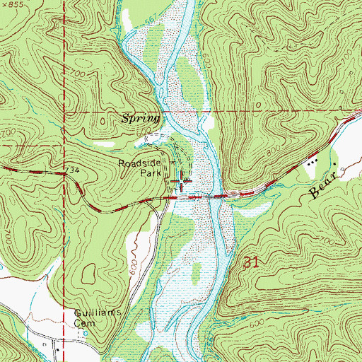 Topographic Map of Highway K Public Use Area, MO