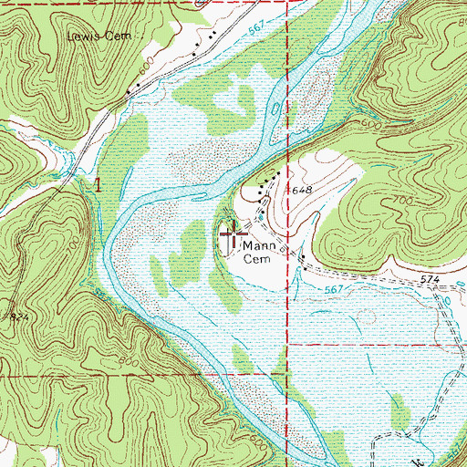 Topographic Map of Funk Branch Wilderness Camping Site, MO