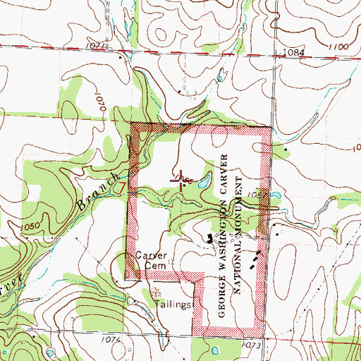 Topographic Map of Eighteen Eighty-One Moses Carver House, MO