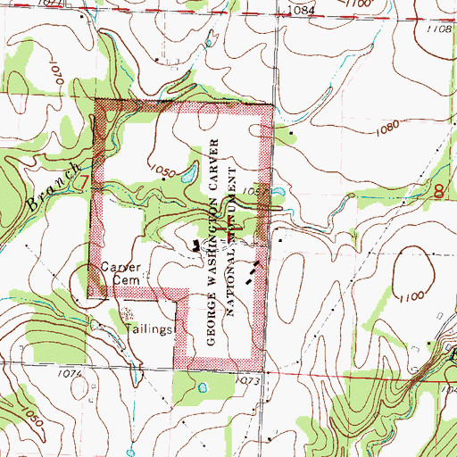Topographic Map of Carver Bust, MO
