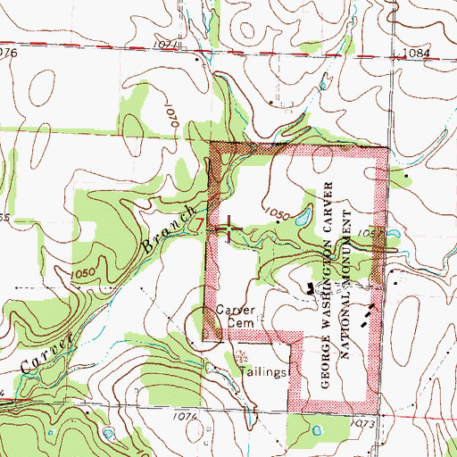Topographic Map of Williams Branch, MO