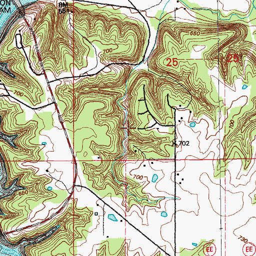 Topographic Map of M W Boudreaux Recreation Area, MO