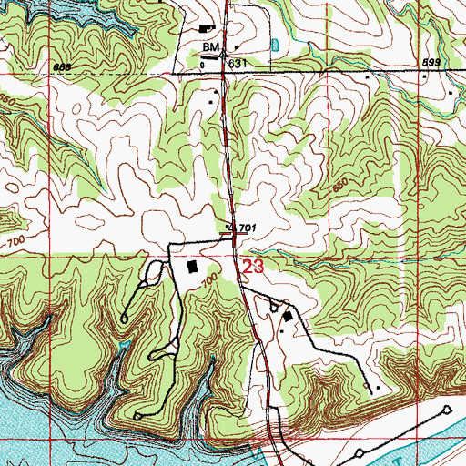 Topographic Map of Frank Russell Recreation Area, MO