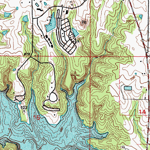 Topographic Map of John F Spalding Recreation Area, MO