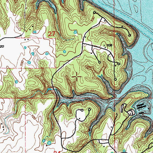 Topographic Map of Ray Behrens Recreation Area, MO