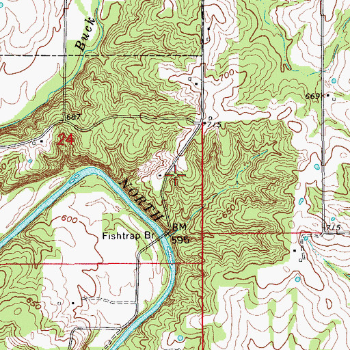 Topographic Map of Stoutsville Recreation Area, MO