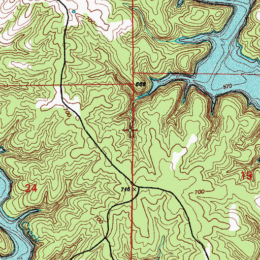 Topographic Map of Indian Creek Recreation Area, MO
