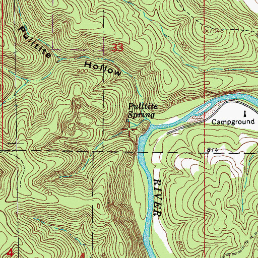 Topographic Map of Pulltite Cabin, MO