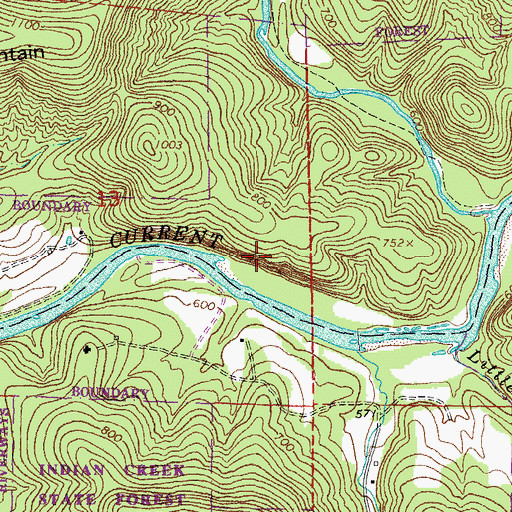 Topographic Map of Martin Bluff, MO
