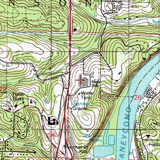 Topographic Map of Branson Junior High School, MO