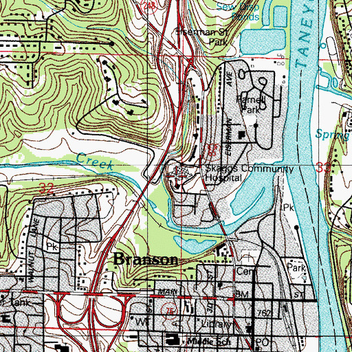 Topographic Map of Cox Medical Center, MO