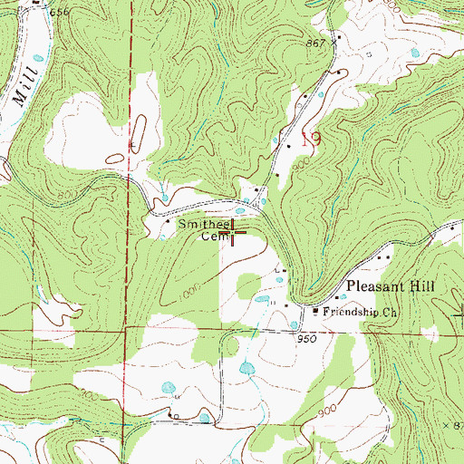 Topographic Map of Smithee Cemetery, AR