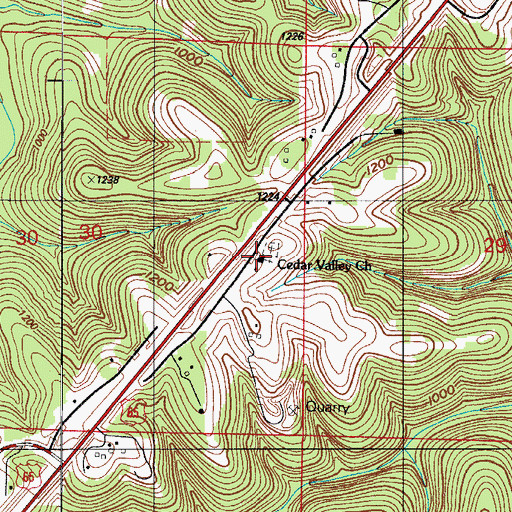 Topographic Map of Cedar Valley Church, MO