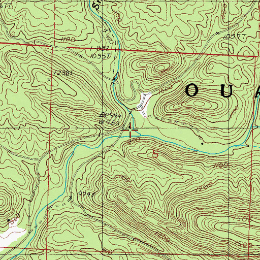 Topographic Map of Smoke Rock Creek, AR