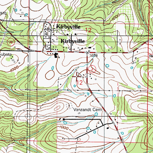 Topographic Map of Pine Top Cemetery, MO