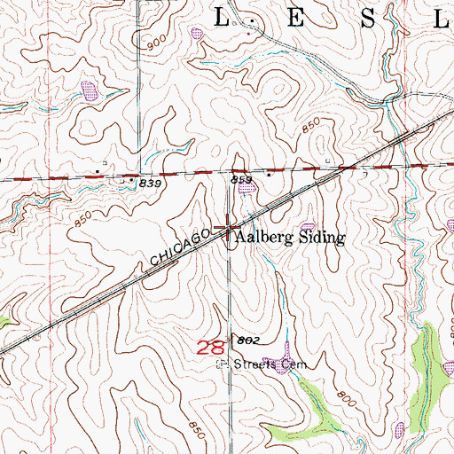 Topographic Map of Aalberg Siding, MO