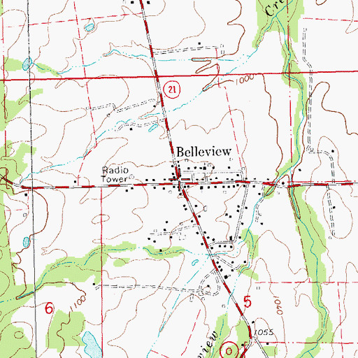 Topographic Map of Belleview, MO