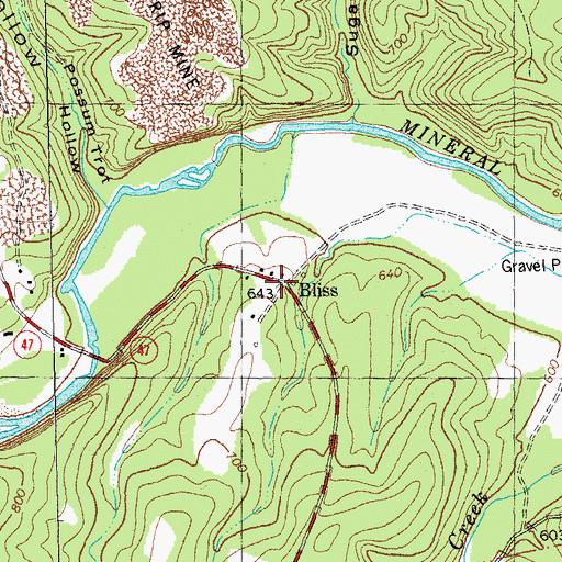 Topographic Map of Bliss, MO