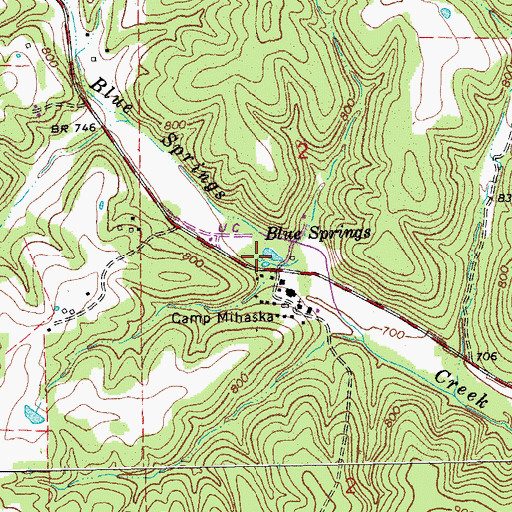 Topographic Map of Blue Springs, MO