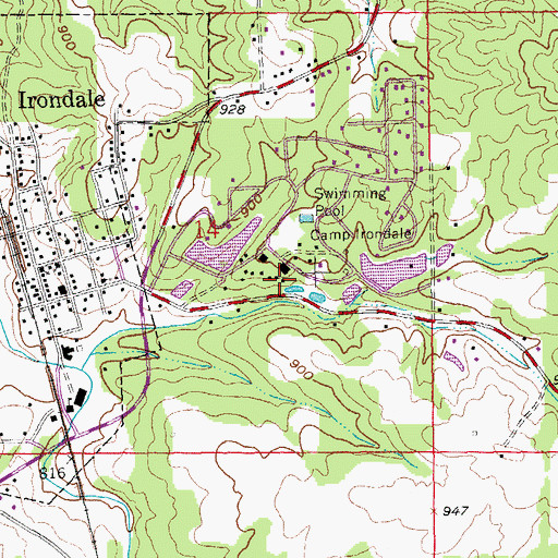 Topographic Map of Camp Irondale, MO