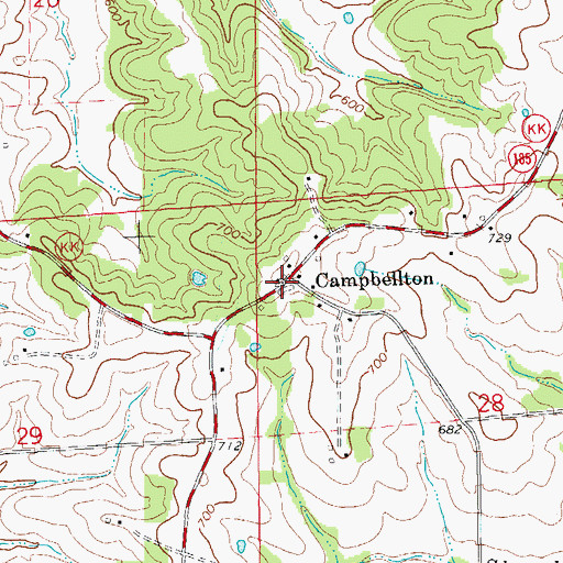 Topographic Map of Campbellton, MO
