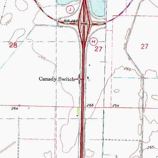 Topographic Map of Canady Switch, MO