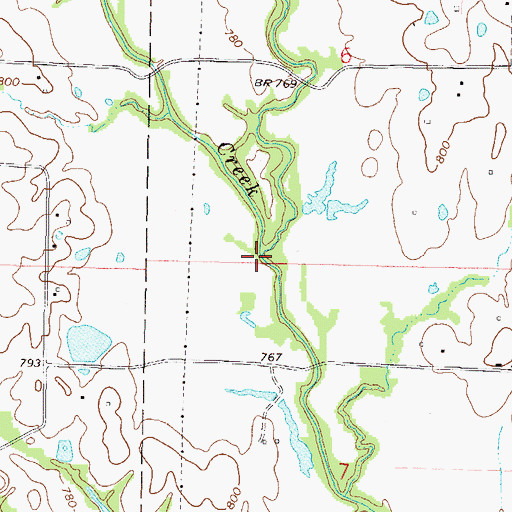 Topographic Map of Carroll Creek, MO